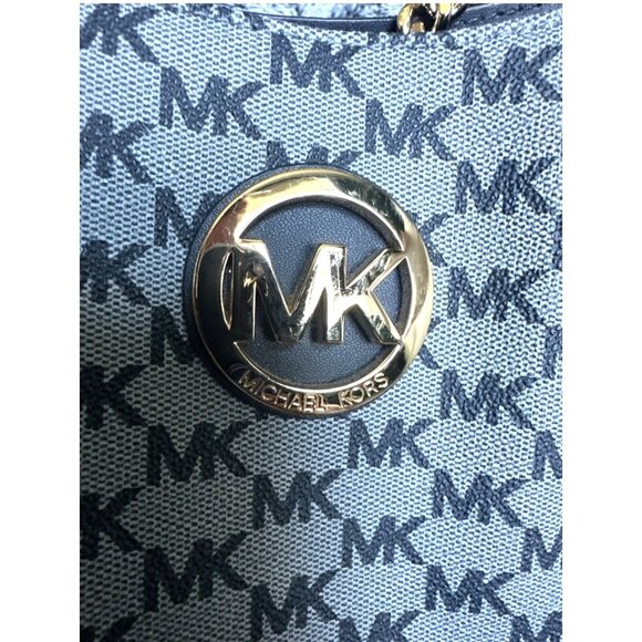 Michael Kors Navy Jet Set Medium Logo Tote Bag Purse - Picture 10 of 10